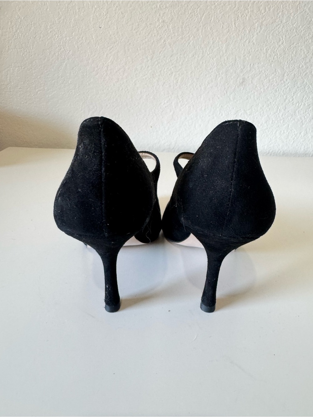 Ann Taylor Classic Black Suede Mary Jane High Heel Pumps Size 7 - Picture 4 of 6